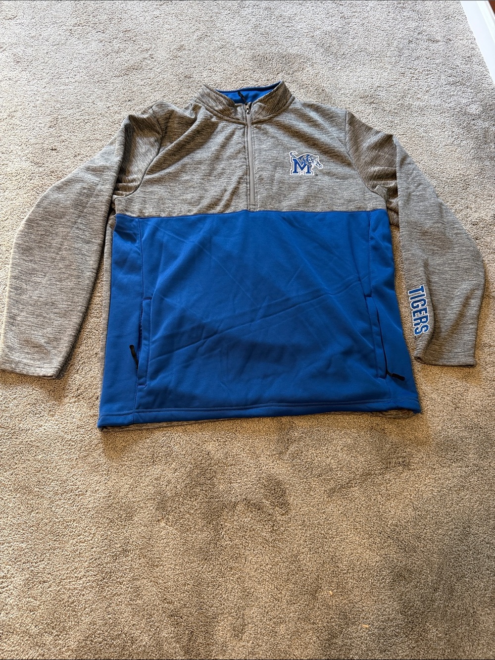 NWT Colosseum Memphis Tigers Two-Tone Grey and Royal Blue Quarter-Zip Pullover
